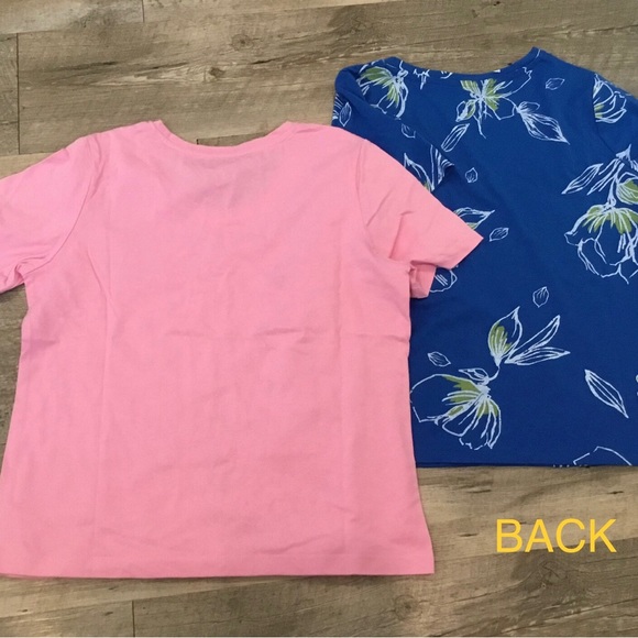 Carroll Reed Petite Small Short Sleeve Pair of Tops, Blue and Pink - Picture 2 of 3